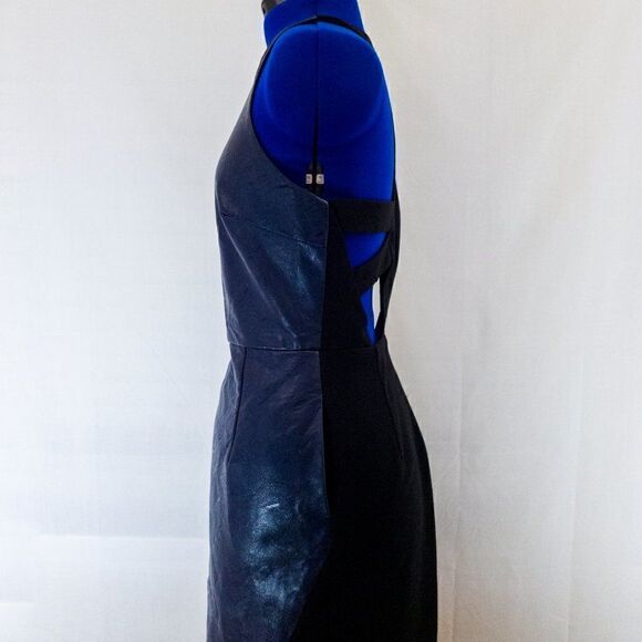 ABS Allen Schwartz Vegan Leather Dress w/ Back Cut - Picture 4 of 12